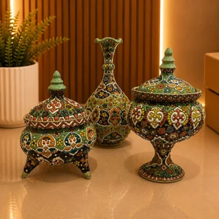 ست ظروف مینا کاری شده